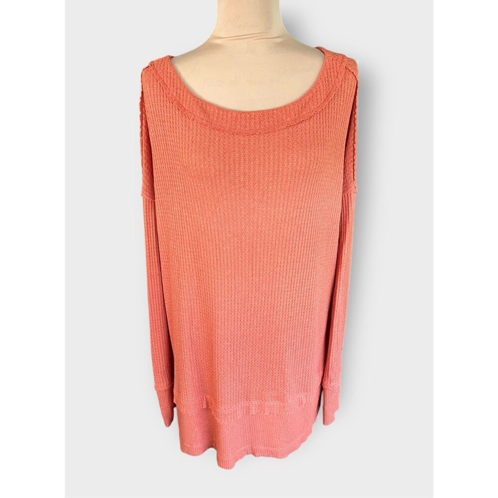 We The Free Free People Orange Mini Micro Long Sleeve Thermal Dress Tunic M